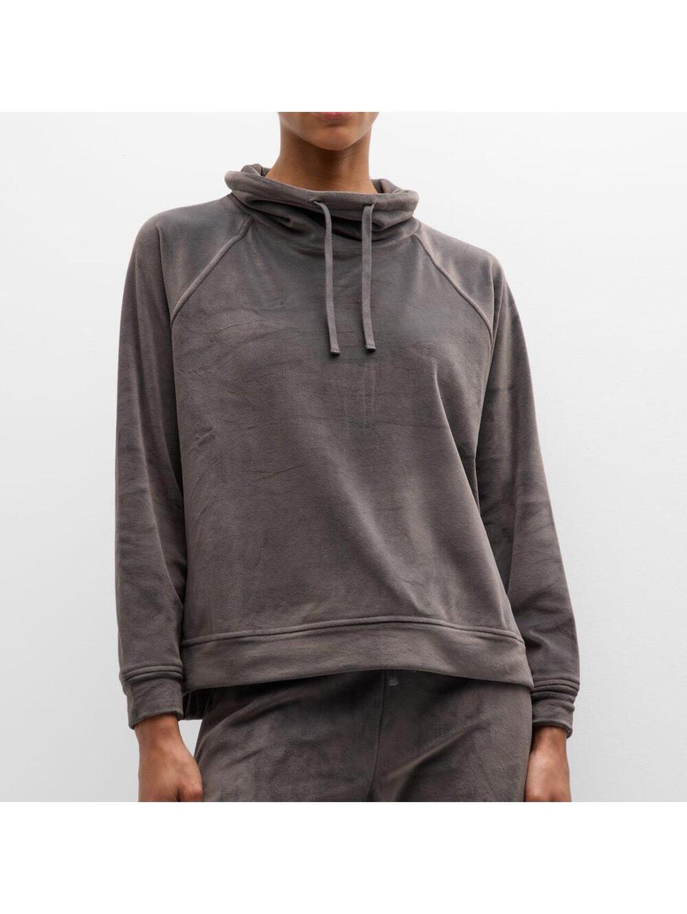 Barefoot Dreams Luxechic Grey Soft Funnel Neck Sweatshirt Sz Sm EUC